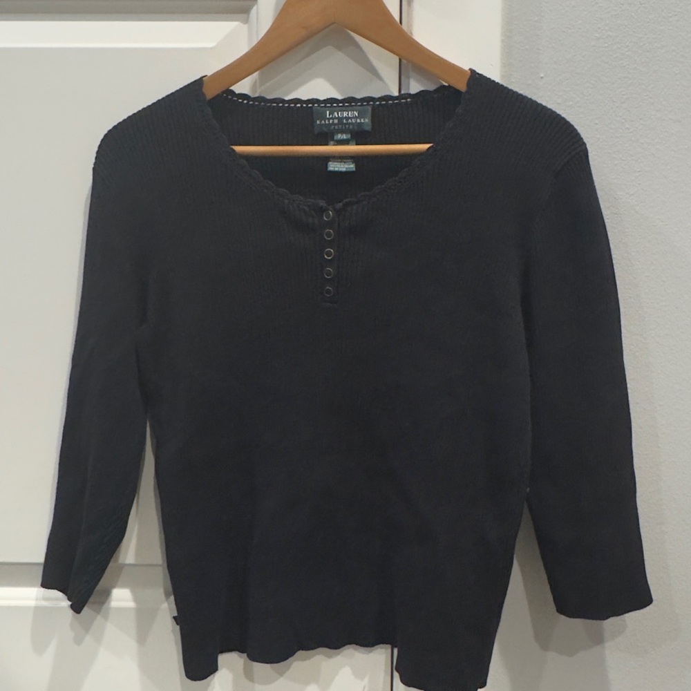 Ralph Lauren Petite Black Cotton Knit